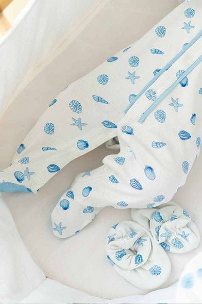 Baby Footed Onesie - Seashells