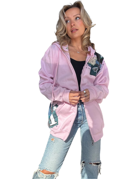 Eagles Baby Pink Patch Zip Up