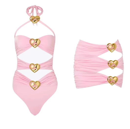 Golden Hearts Swimsuit Set