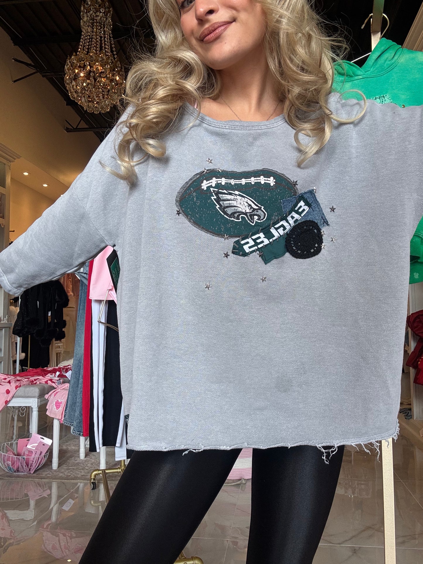 Cozy Gray Eagles Crewneck