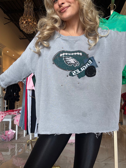 Cozy Gray Eagles Crewneck