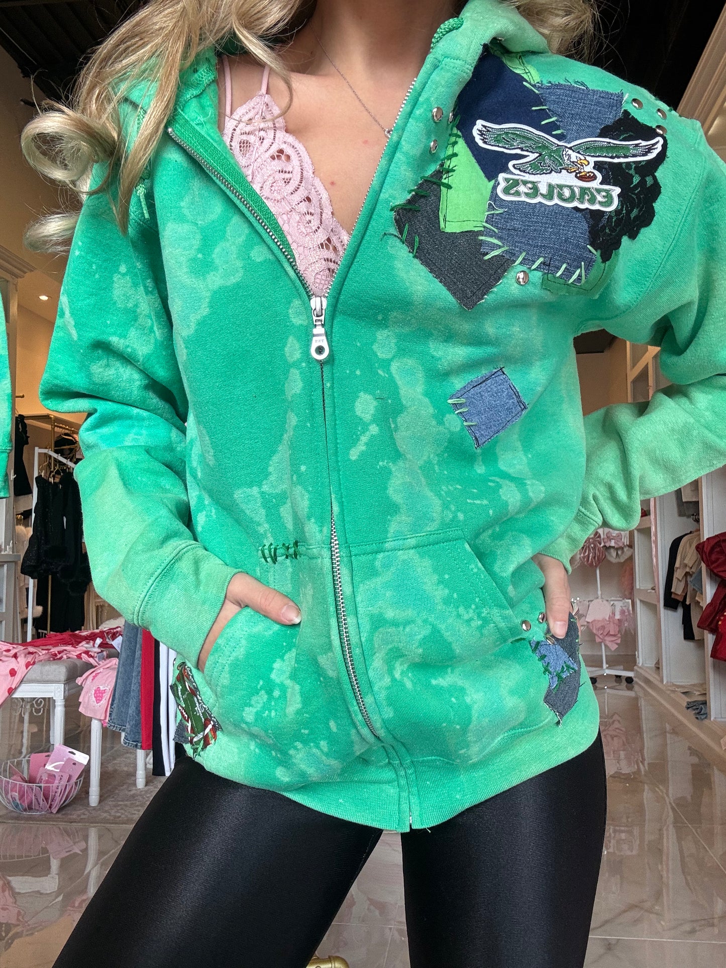 Vintage Kelly Green Zip-up